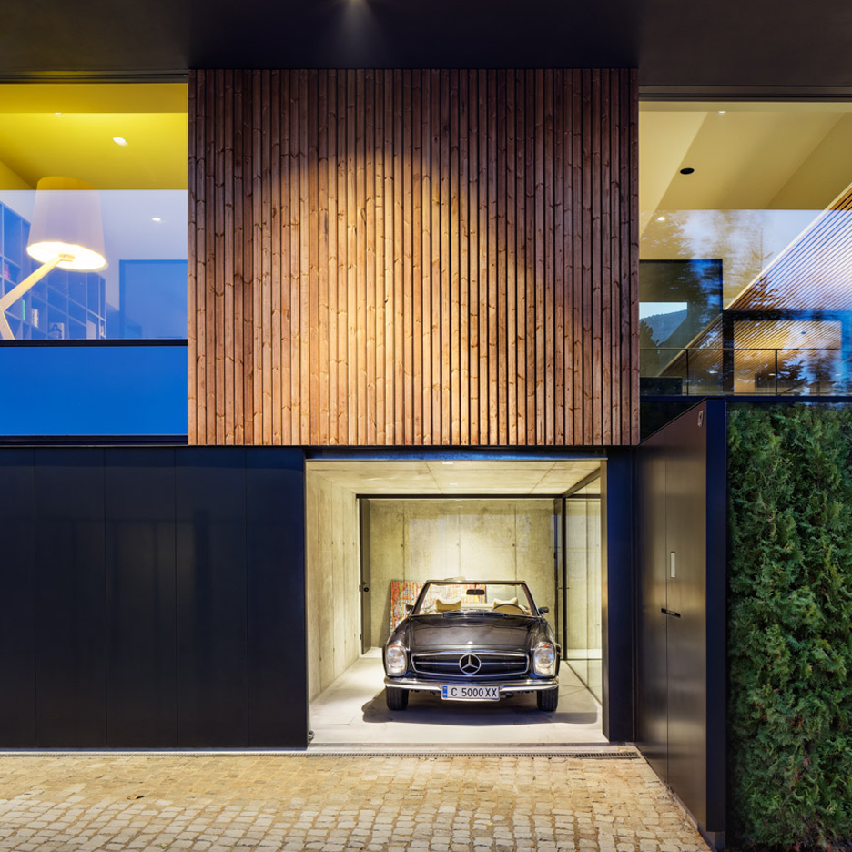 I/O Architects makes classic car focal point of timber-clad house in Sofia