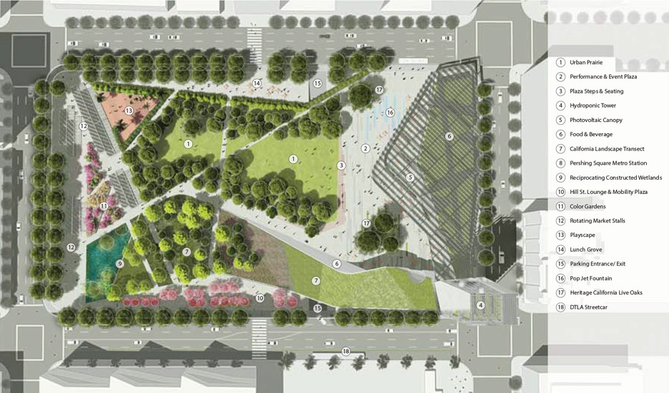 SWA and Morphosis Pershing square renovation proposal architecture news Los Angeles LA USA