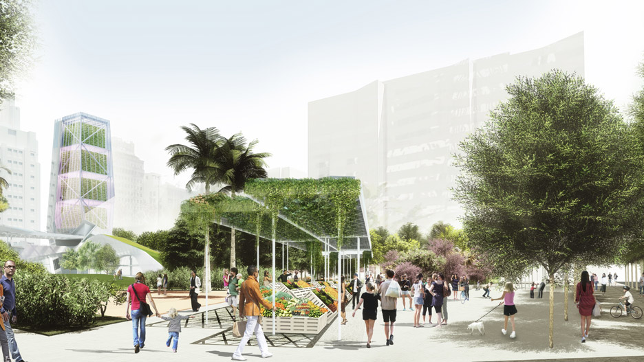 Morphosis and SWA's Local Force proposal for Pershing Square