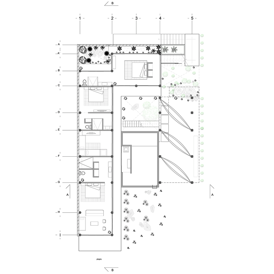 Ground floor plan of Baaq House by Alfonso Qunones