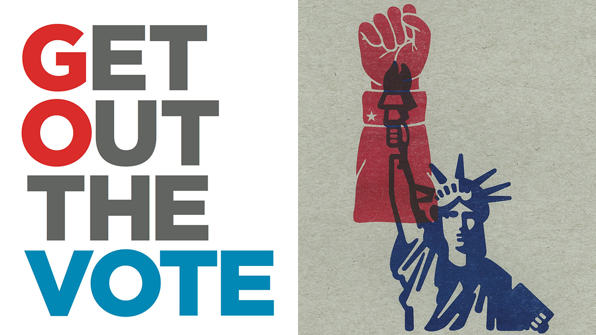 Vote out. Get out poster. Electoral posters on the Street.