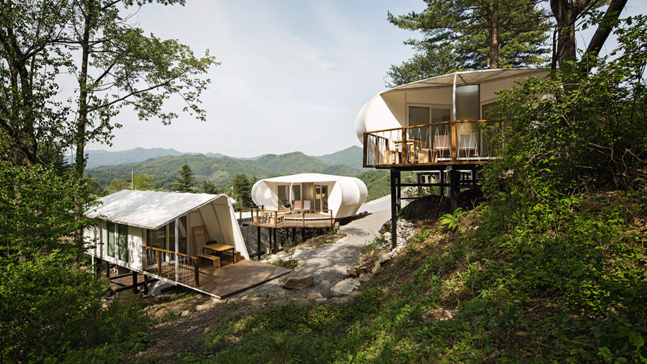 Glamping on the Rock camping facility on South Korea designed by ArchiWorkshop