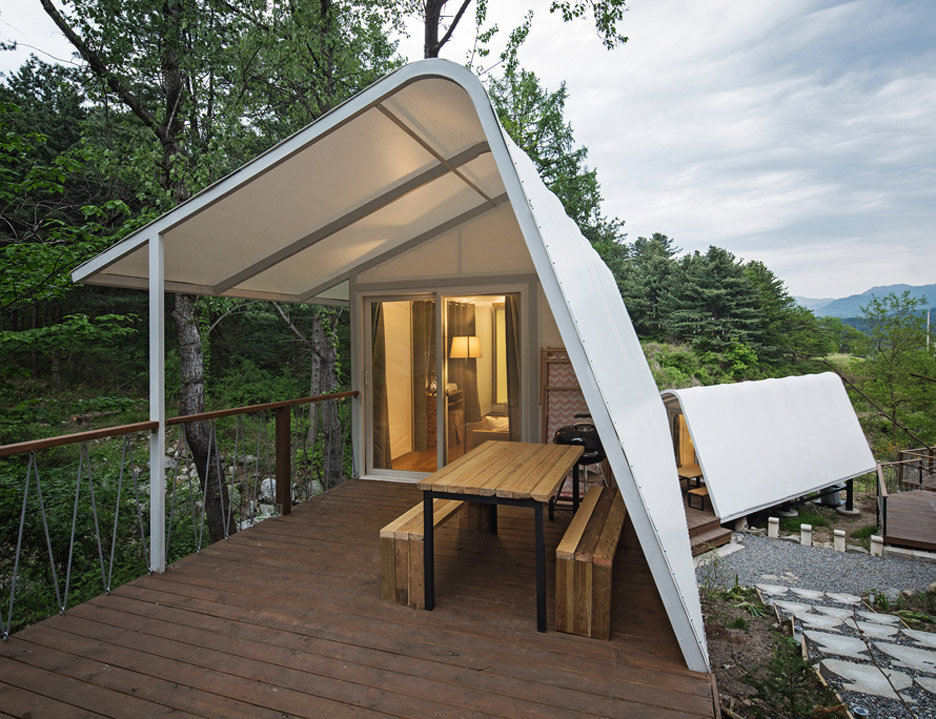 Glamping on the Rock camping facility on South Korea designed by ArchiWorkshop