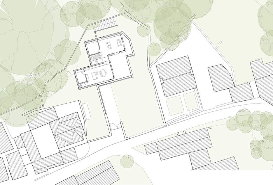 First floor plan of Stone and zinc house in Cumbria, England by Bennetts Associates