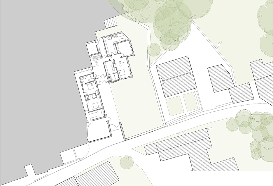 Ground floor plan of Stone and zinc house in Cumbria, England by Bennetts Associates