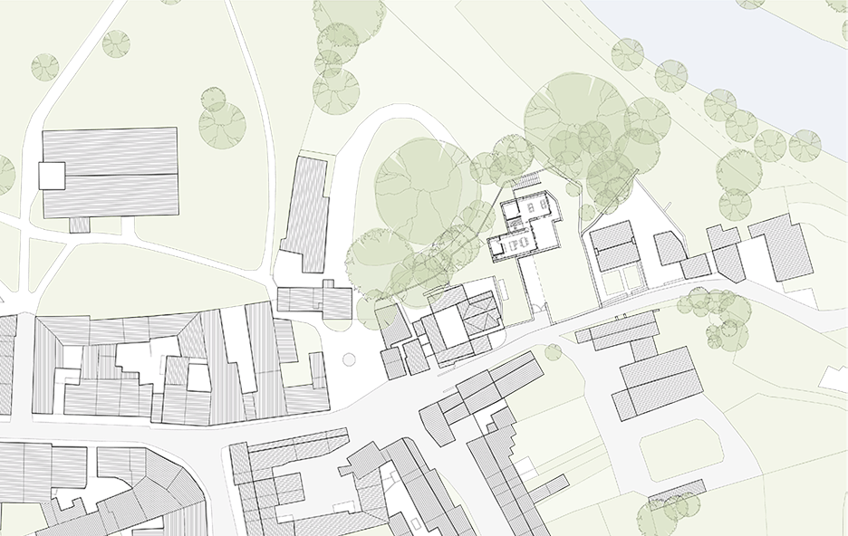 Location plan of Stone and zinc house in Cumbria, England by Bennetts Associates