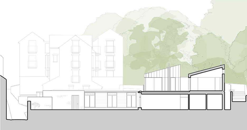 Section one of Stone and zinc house in Cumbria, England by Bennetts Associates
