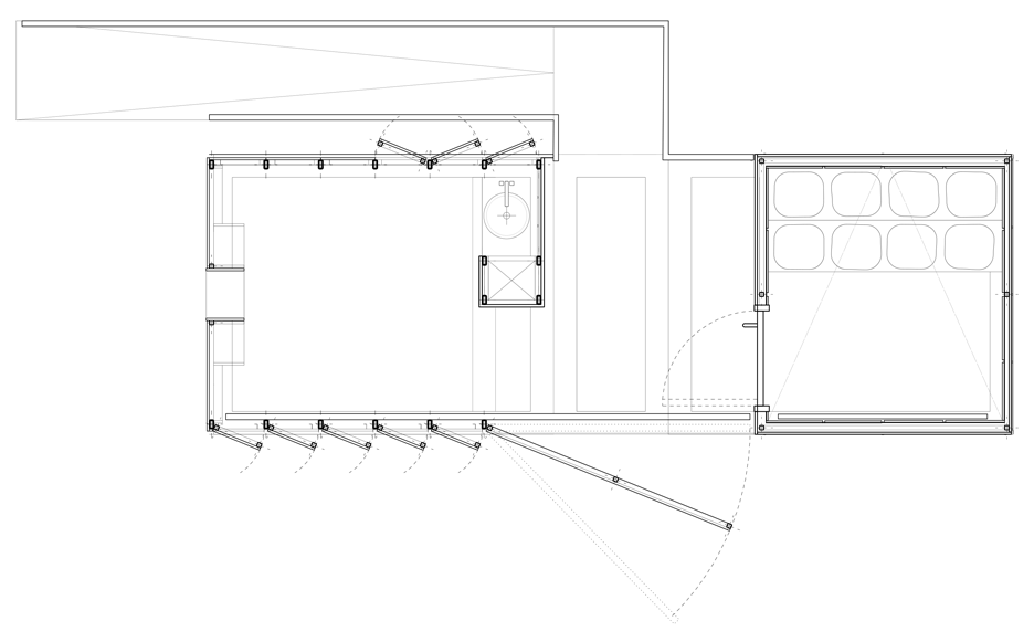 Plan of the Mansio mobile booth, gallery and tearoom by architect Matthew Butcher