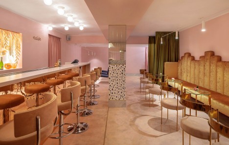 AKZ Architectura designs soft pink interior for champagne bar in Kiev