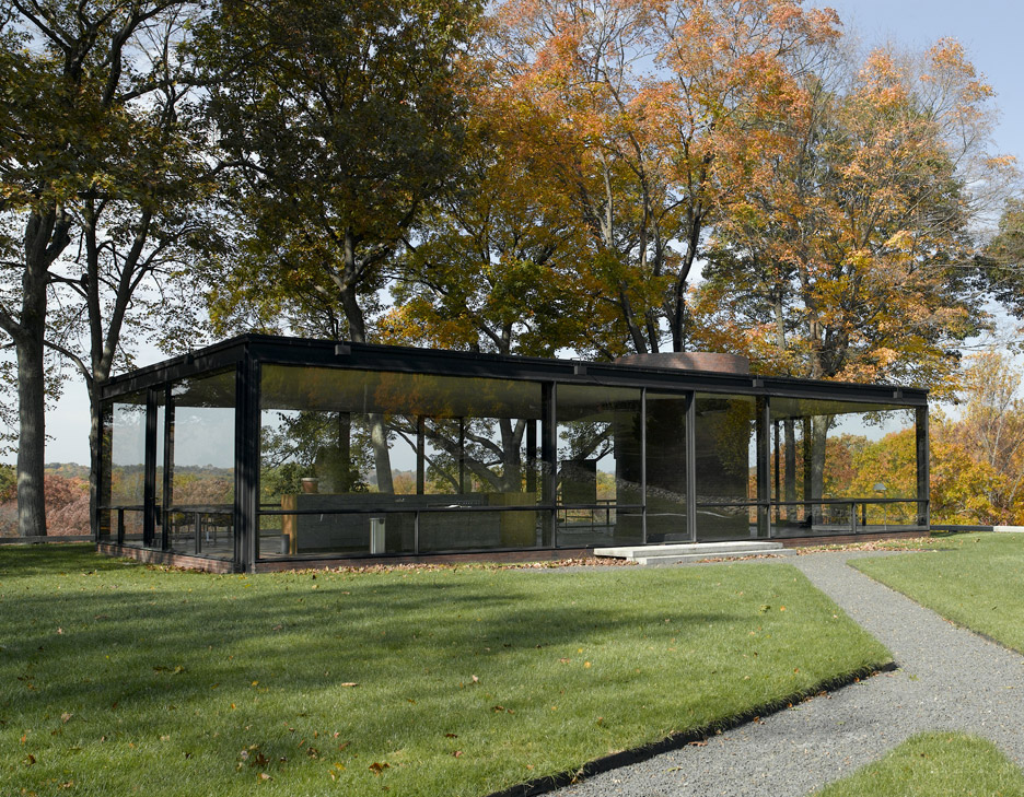 Philip Johnson's Glass House in New Haven, Connecticut, which the architect built in 1949