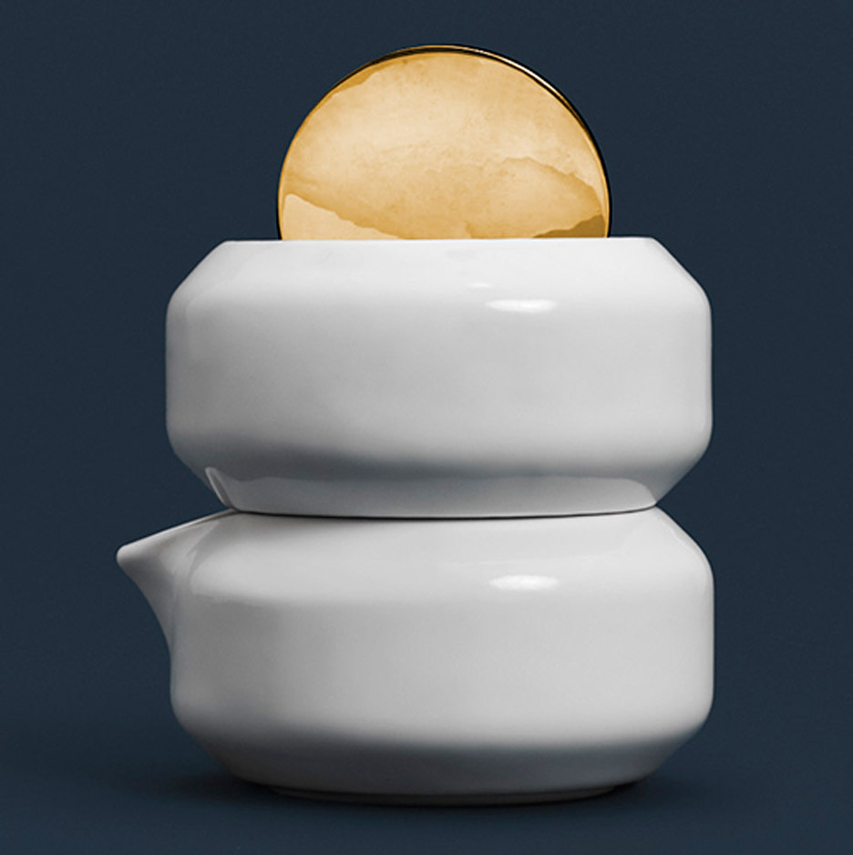 Kyou Sugar Bowl, Circular Spoon & Creamer by Todd Bracher
