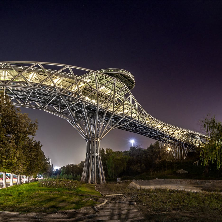 Tabiat Pedestrian Bridge, Tehran, Iran; by Diba Tensile Architecture/Leila Araghian, Alireza Behzadi