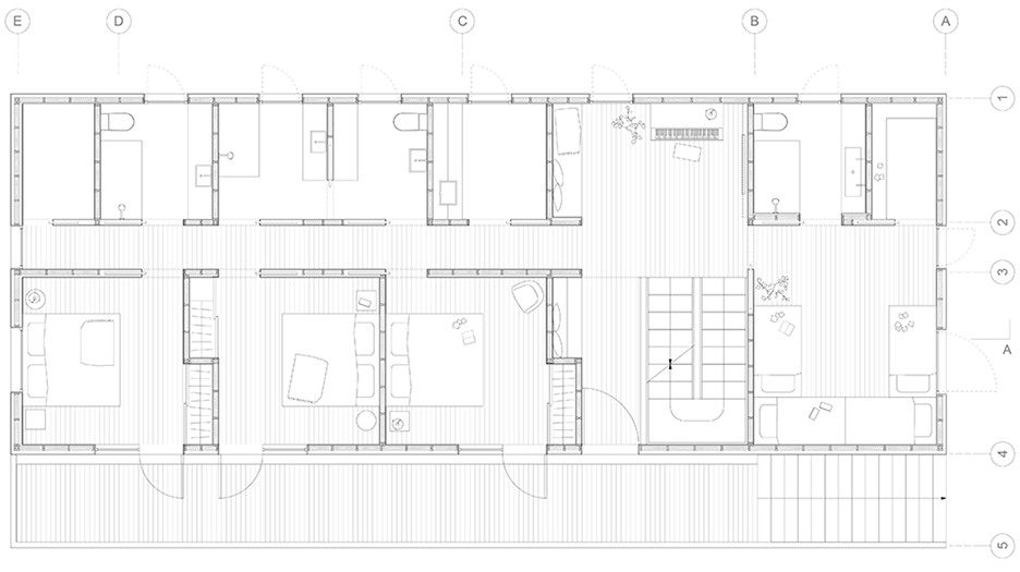 First floor plan of Trollhus by Mork Ulnes in California, USA