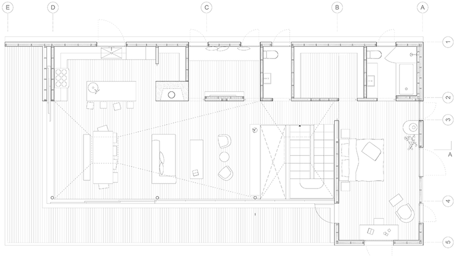 Second floor plan of Trollhus by Mork Ulnes in California, USA