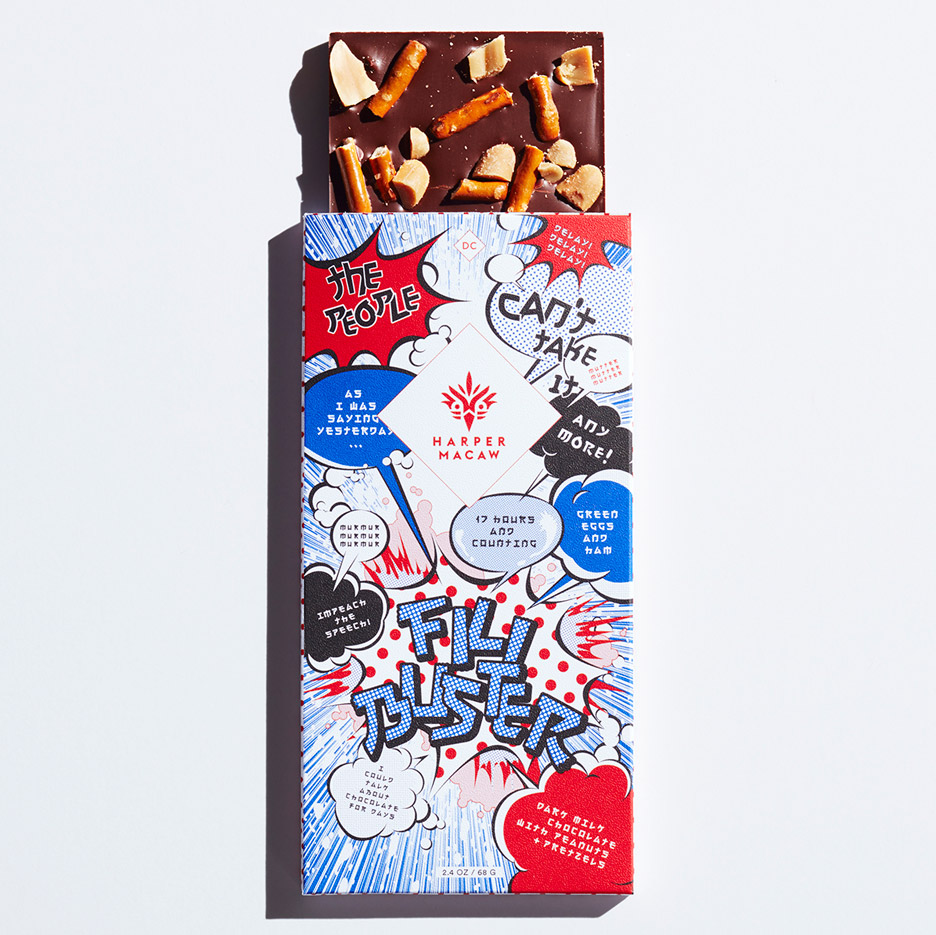 The (Very) Political Selection chocolate packaging by Design Army for Harper Macaw based on the partisan presidential election primaries
