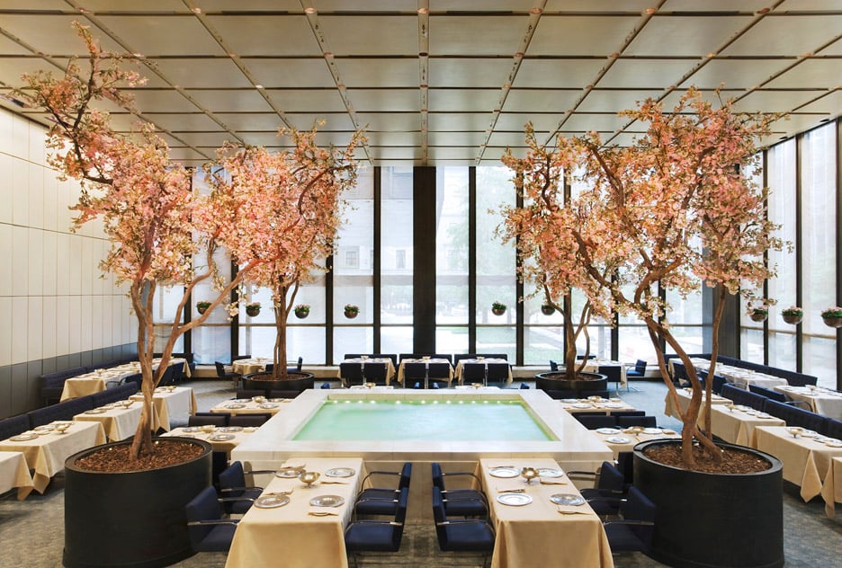 Four Seasons restaurant by Philip Johnson and Mies van der Rohe furniture auction in New York City, USA