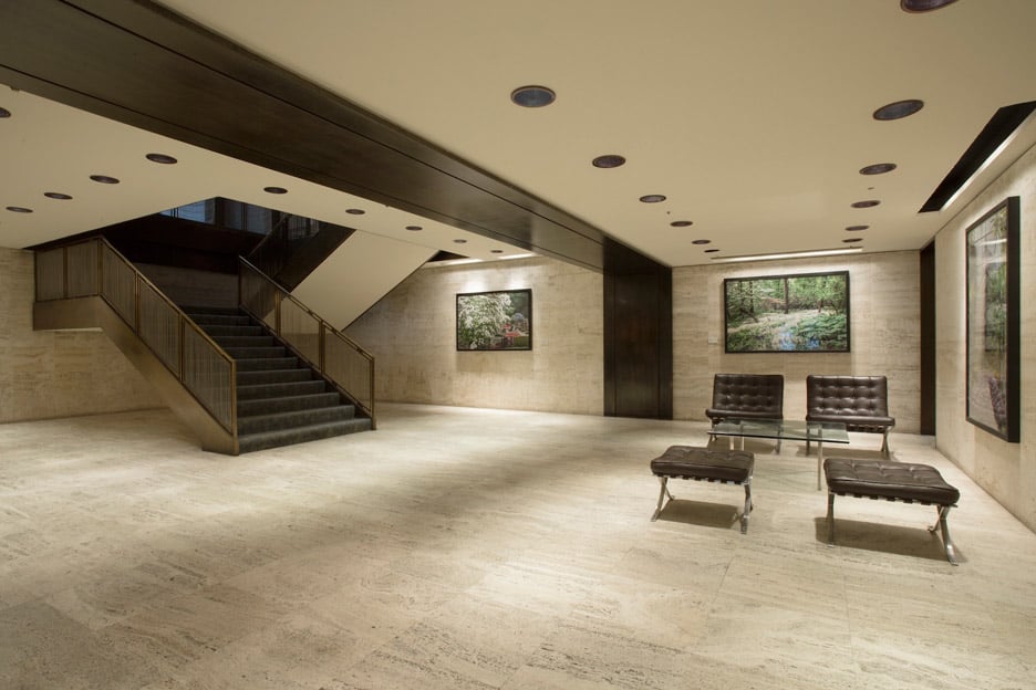 Four Seasons restaurant by Philip Johnson and Mies van der Rohe furniture auction in New York City, USA