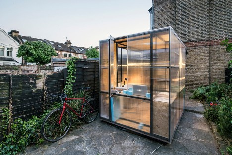 Architects Tomaso Boano and Jonas Prišmontas design a miniture pop up stidio to raise awareness of London's housing issues
