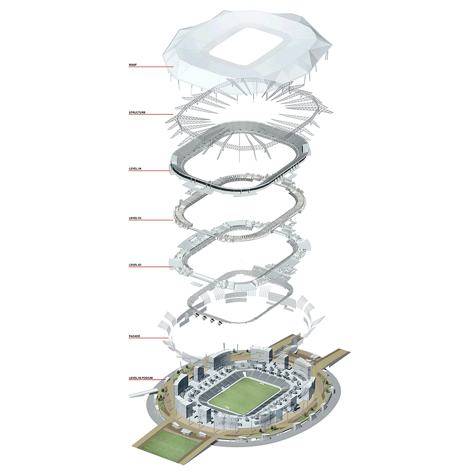 Parc Olympique Lyonnais by Populous in Lyon, France, stadium architecture for Euro 2016 