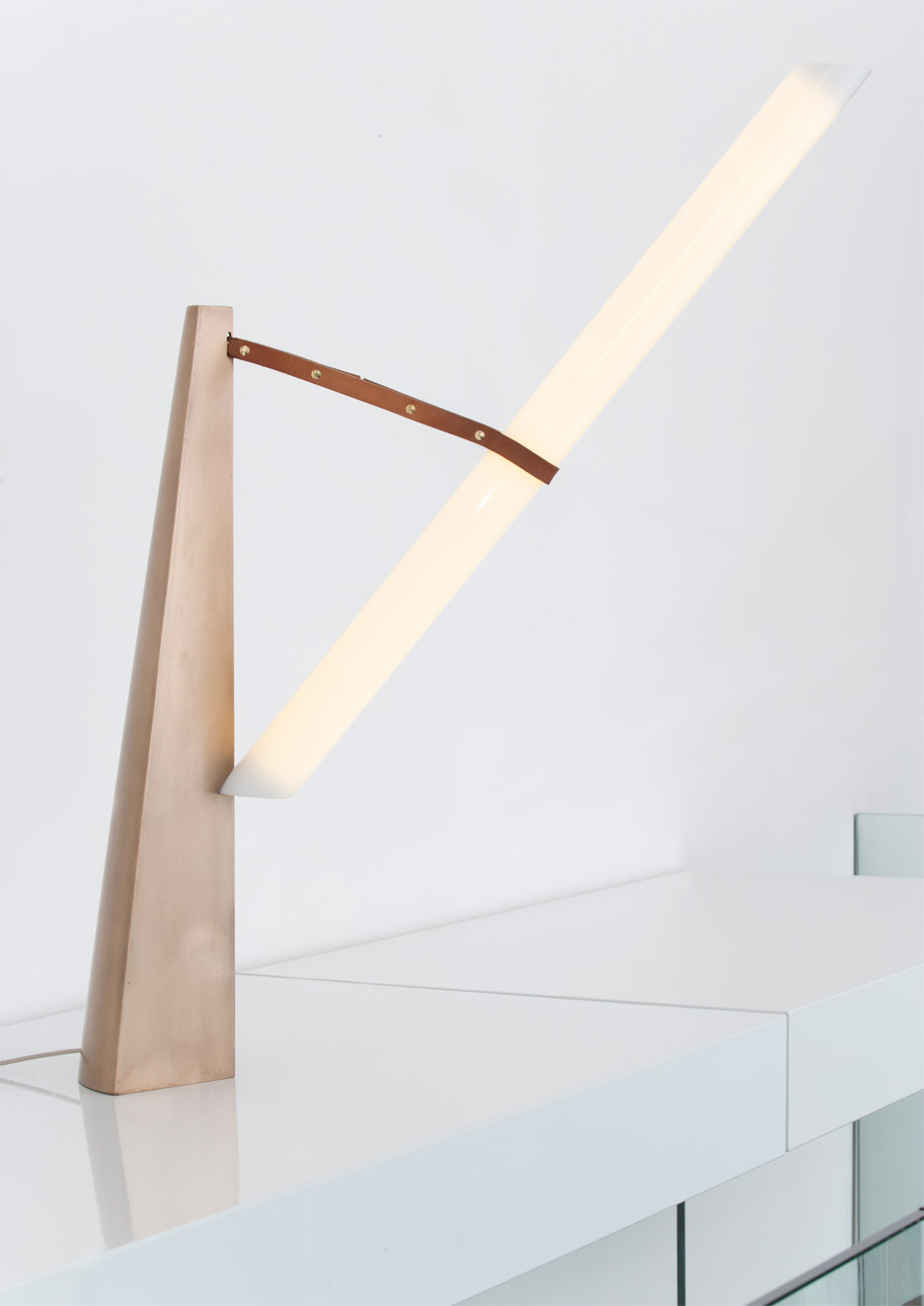Bec Brittain designs architectural looking lamps for the Patrick Parrish Gallery in New York