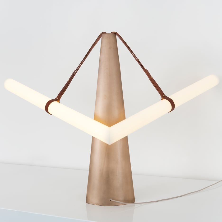 Bec Brittain designs architectural looking lamps for the Patrick Parrish Gallery in New York