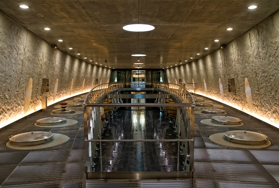 Château les Carmes Haut-Brion cellar by Philippe Starck