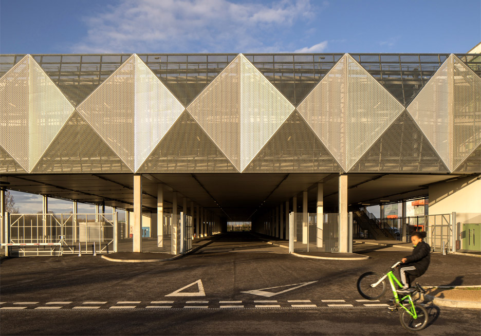 Haptic covers car park in geometric metal skin in the Queen Elizabeth Olympic Park, London