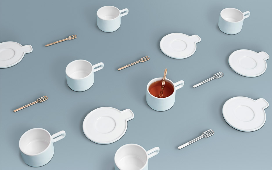 New 3D printed products added to Othr's product range, including a cup, saucer and spoon