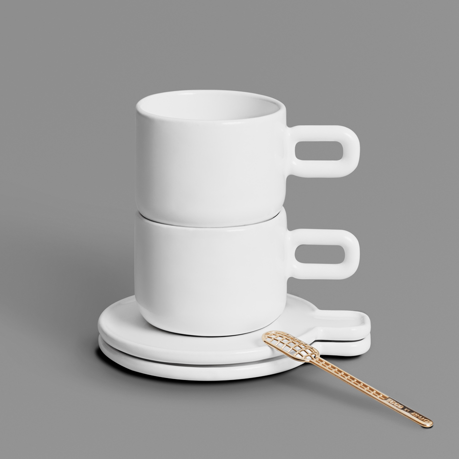 New 3D printed products added to OTHR's product range, including a cup, saucer and spoon