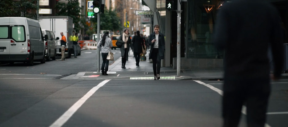 Büro North proposes traffic lights in the pavement to prevent accidents involving smartphone uses