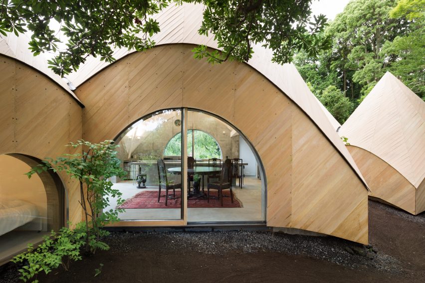 Teepee-shaped Jikka complex by Issei Suma features community kitchen and spiral-shaped pool