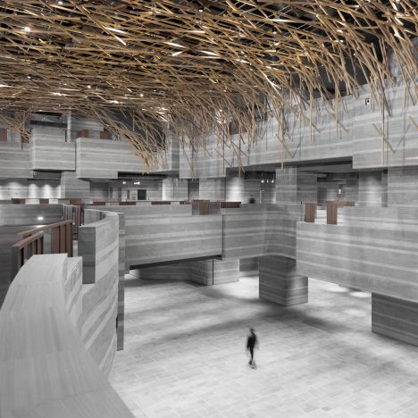 Neri&Hu mimics rocks and tree branches inside Shanghai theatre and exhibition centre