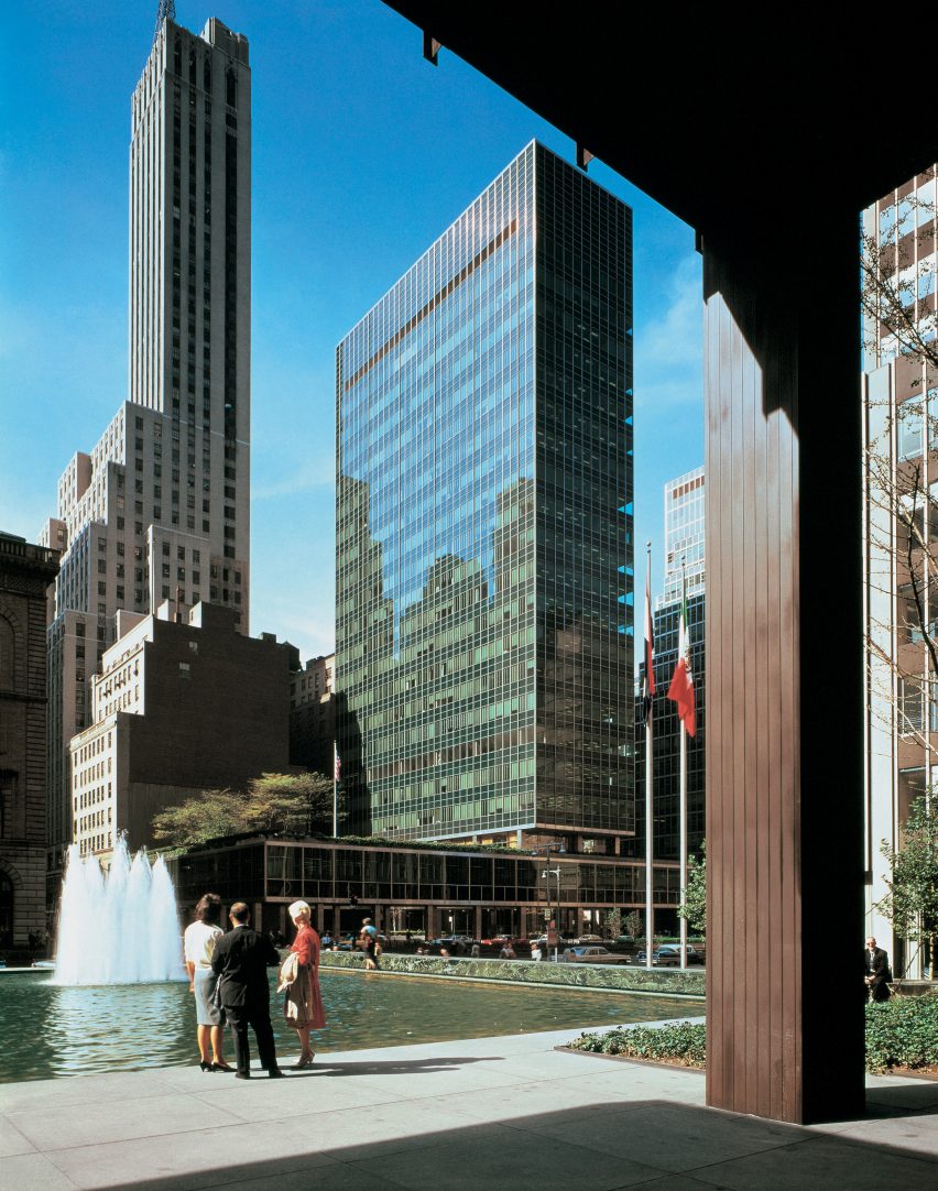 View of the Lever House by Gordon Bunshaft of Skidmore, Owings & Merrill, New York City, New York, photographed in 1959