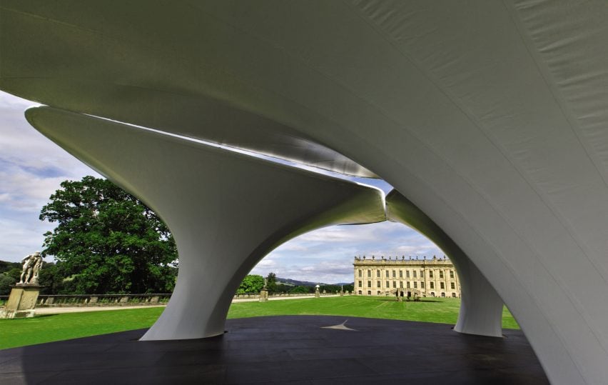 Sotheby's puts Zaha Hadid's Serpentine pavilion up for sale at Chatsworth House