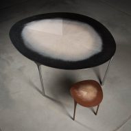 Studio Uufie captures wood grain in metal for Echo tables