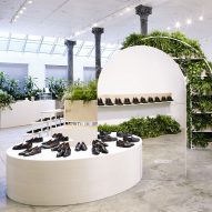 Robert Storey's pop-up Shoe Park for Everlane references Barbican conservatory