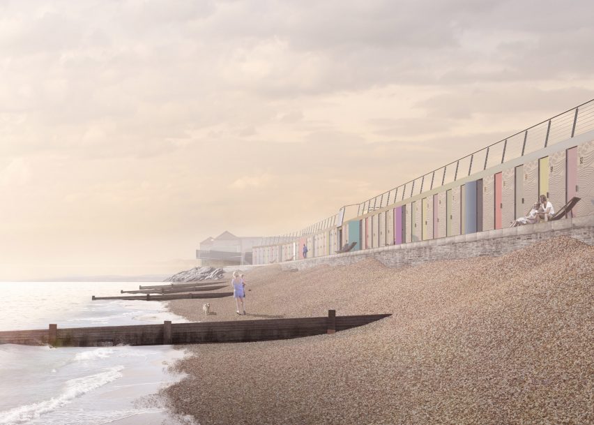 Colourful beach huts and promenade by Snug Architects designed to withstand a "perfect storm"