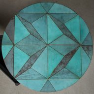 Alessandro Zambelli creates furniture inlaid with patterns of oxidised metal