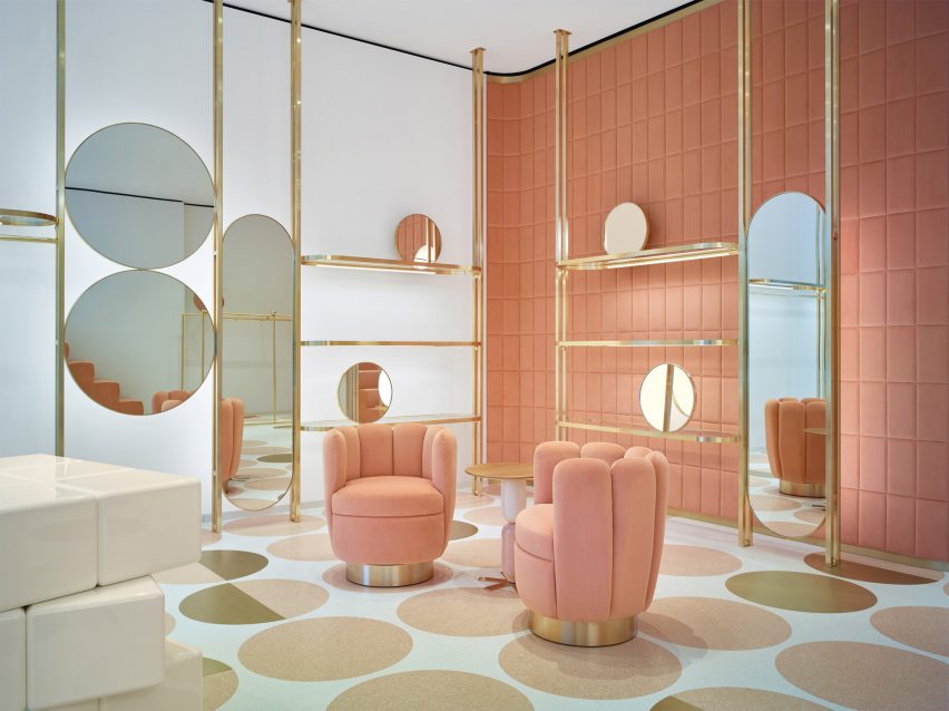 Forenkle nuance kage India Mahdavi pairs pink and yellow for Red Valentino store in London