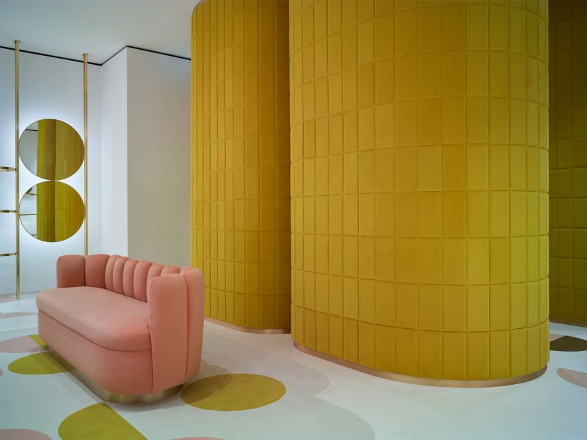 Forenkle nuance kage India Mahdavi pairs pink and yellow for Red Valentino store in London
