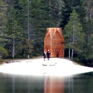 Mobile meditation pavilion by Giovanni Wegher stands on a lake shore in northern Italy
