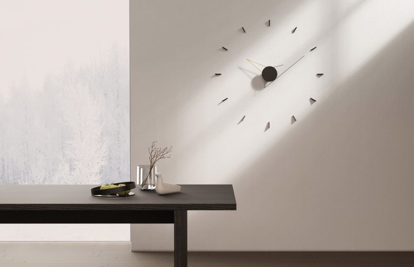 Poetic Lab's faceless Silo Clock uses lines and shadows to tell the time