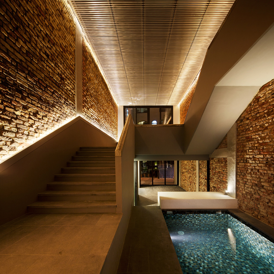 The Pool Shophouse By FARM and KD Architects on the top 10 brick interiors on Dezeen's Pinterest boards