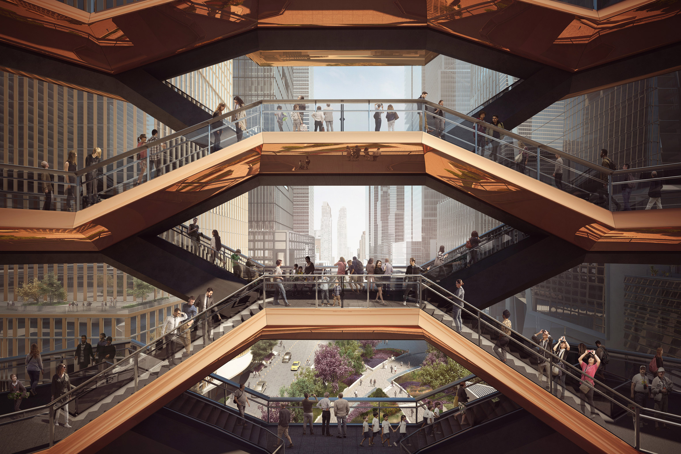 Heatherwick unveils staircase sculpture as "centrepiece" for New York’s Hudson Yards