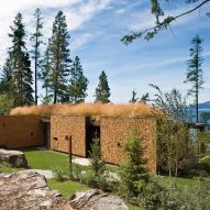 Andersson-Wise creates Montana cabin with cordwood walls and green roof