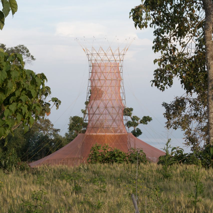 Warka Water's water-collecting tower