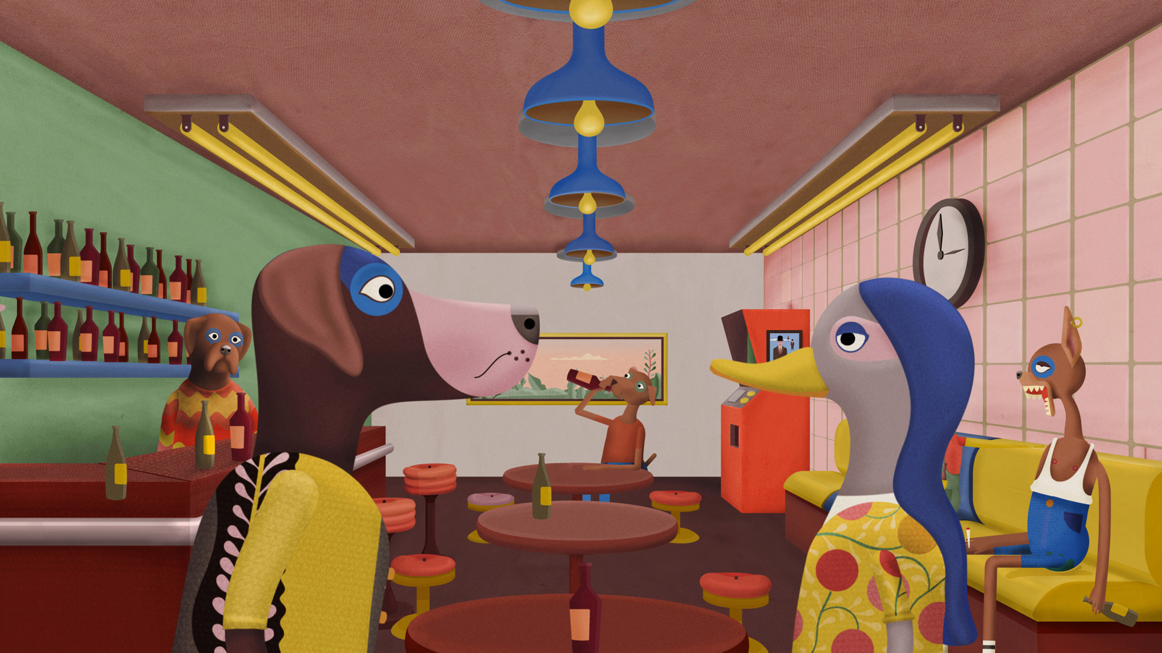 Dog and duck go on a date in Kakkmaddafakka's Lilac music video