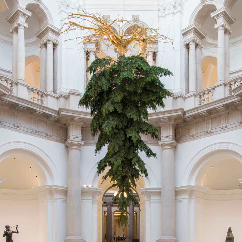 Upside down Christmas tree at Tate Britain in London