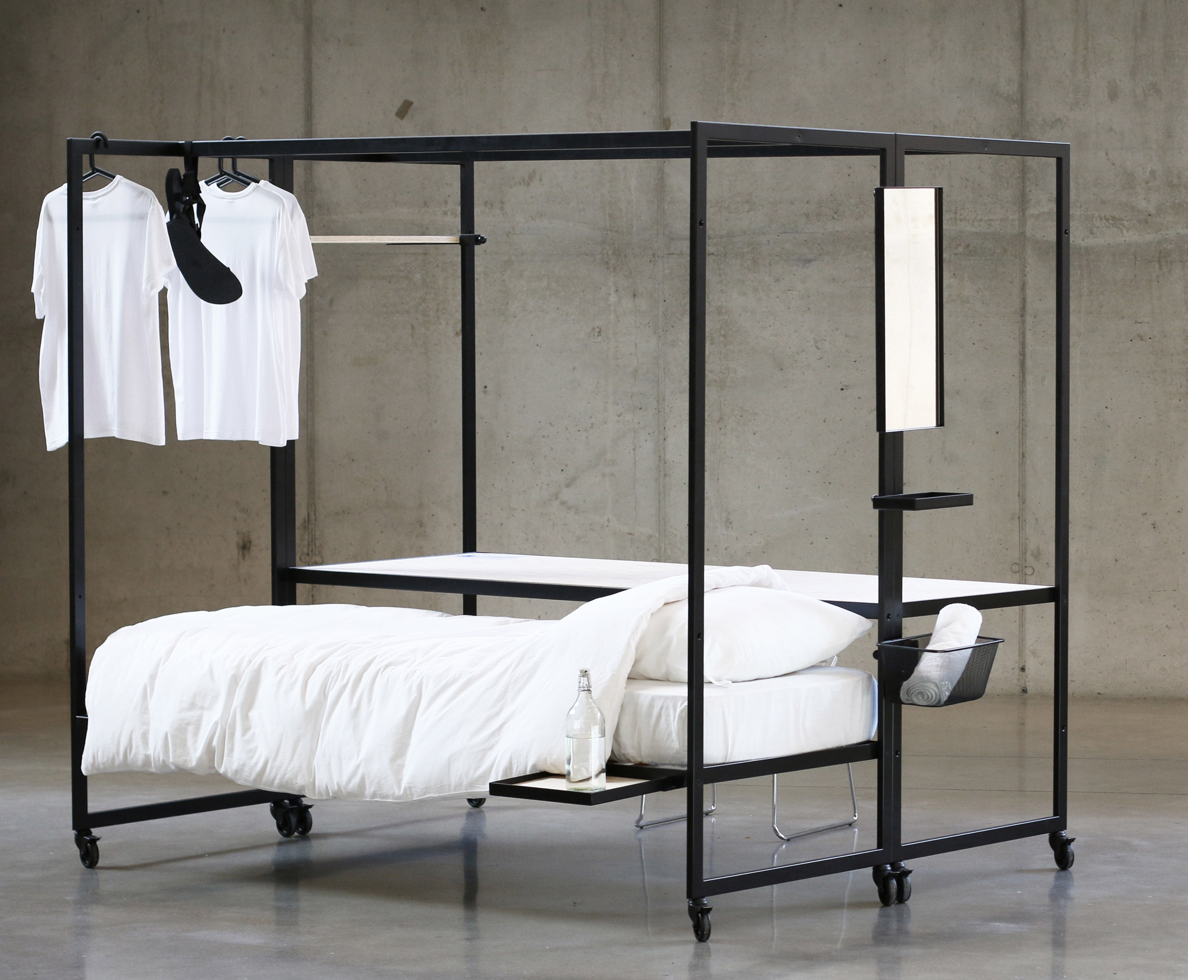 Hybrid bed-desk frame by Pieter Peulen helps students make the most of tiny living spaces