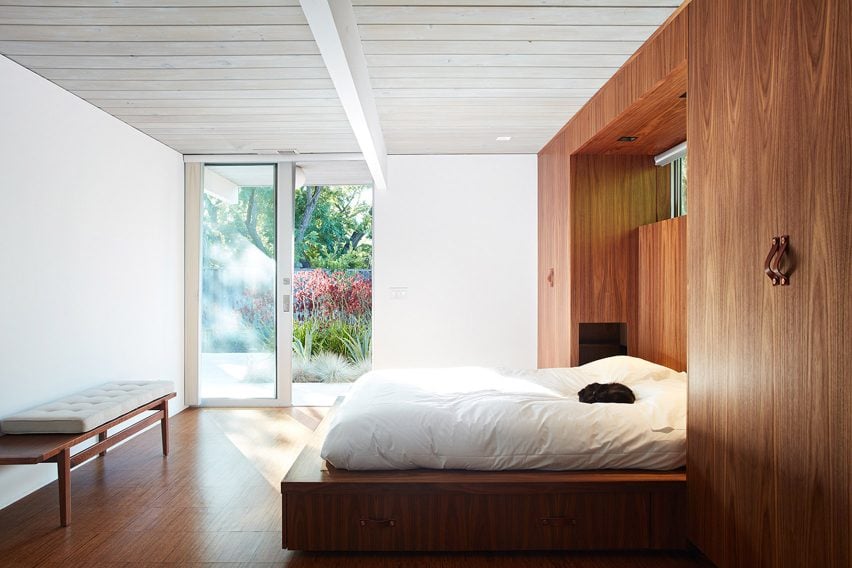 Bedroom of Mountain View Double Gable Eichler Remodel by Klopf Architecture